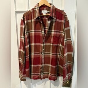 Armani Exchange Red and Brown Plaid Shirt